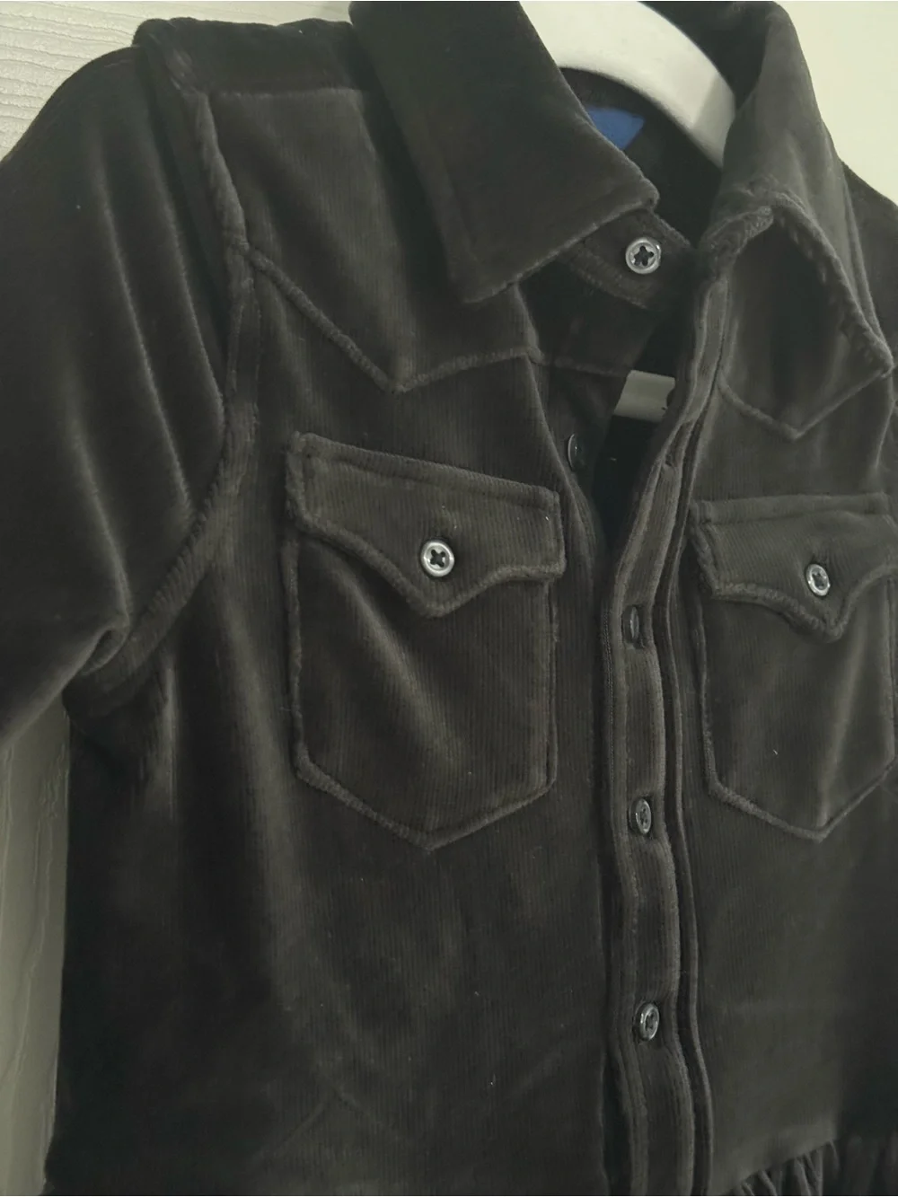Polo by Ralph Lauren Black Velvet Button-Front Dress